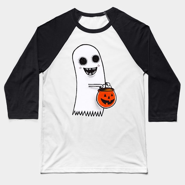 Trick or Treat Ghost Baseball T-Shirt by The Ghost In You